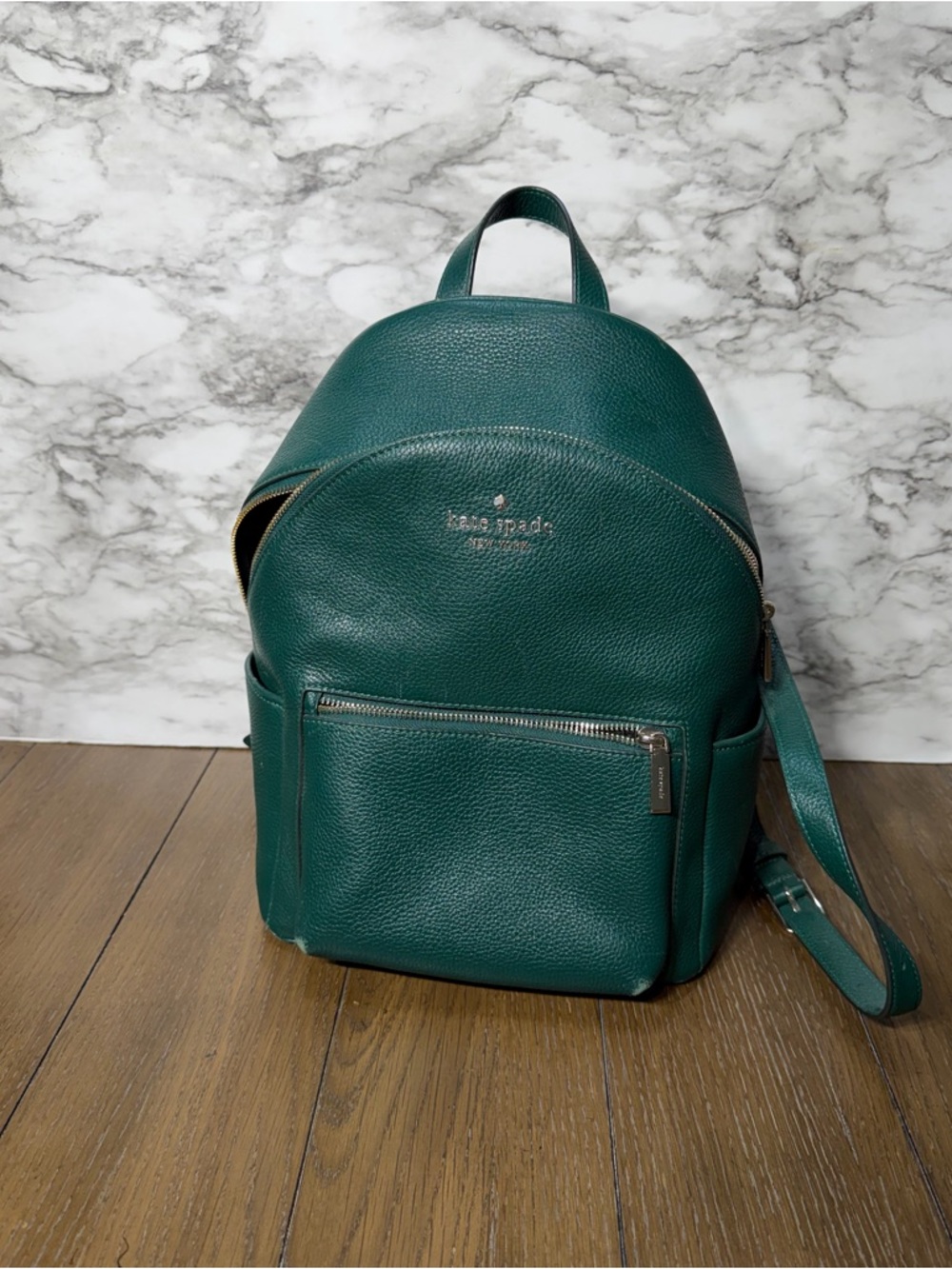 kate spade Emerald Green Pebbled Leather Backpack